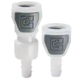 派克PPA系列快換陰接頭-獨特按鈕(塑料按鈕)設計，使用熱塑材料(乙縮醛及不銹鋼),承壓從真空至120psi